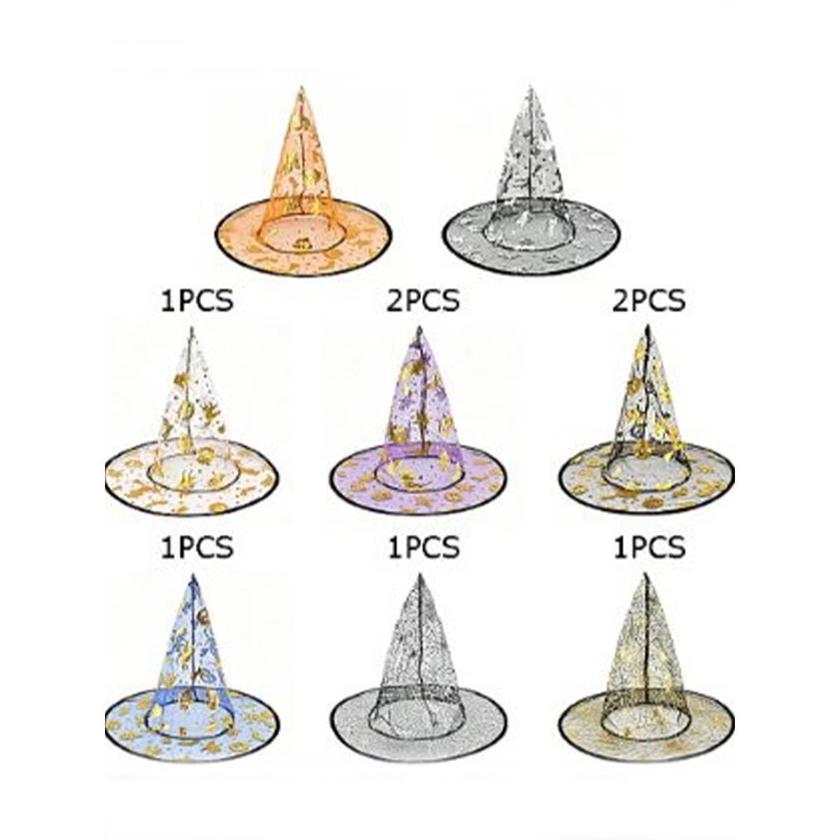 Halloween Theme Witch Hat Assorted Colors