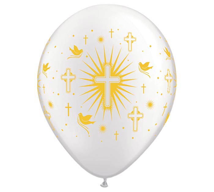 CROSS DOVES GOLD ON WHITE PEARL