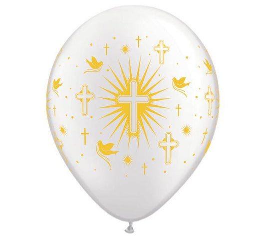 CROSS DOVES GOLD ON WHITE PEARL