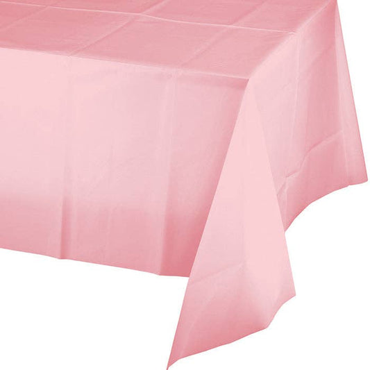 Classic Pink Value Friendly Plastic Table Cover, 1/Pkg