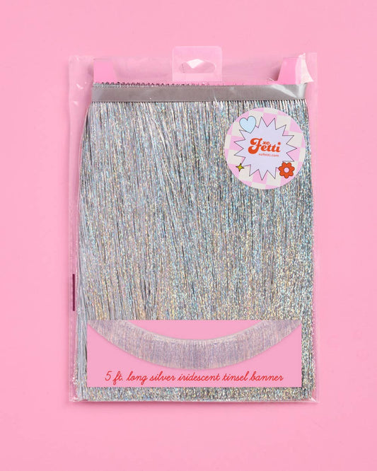 Party Iridescent Fringe Foil Banner, Birthday Decorations