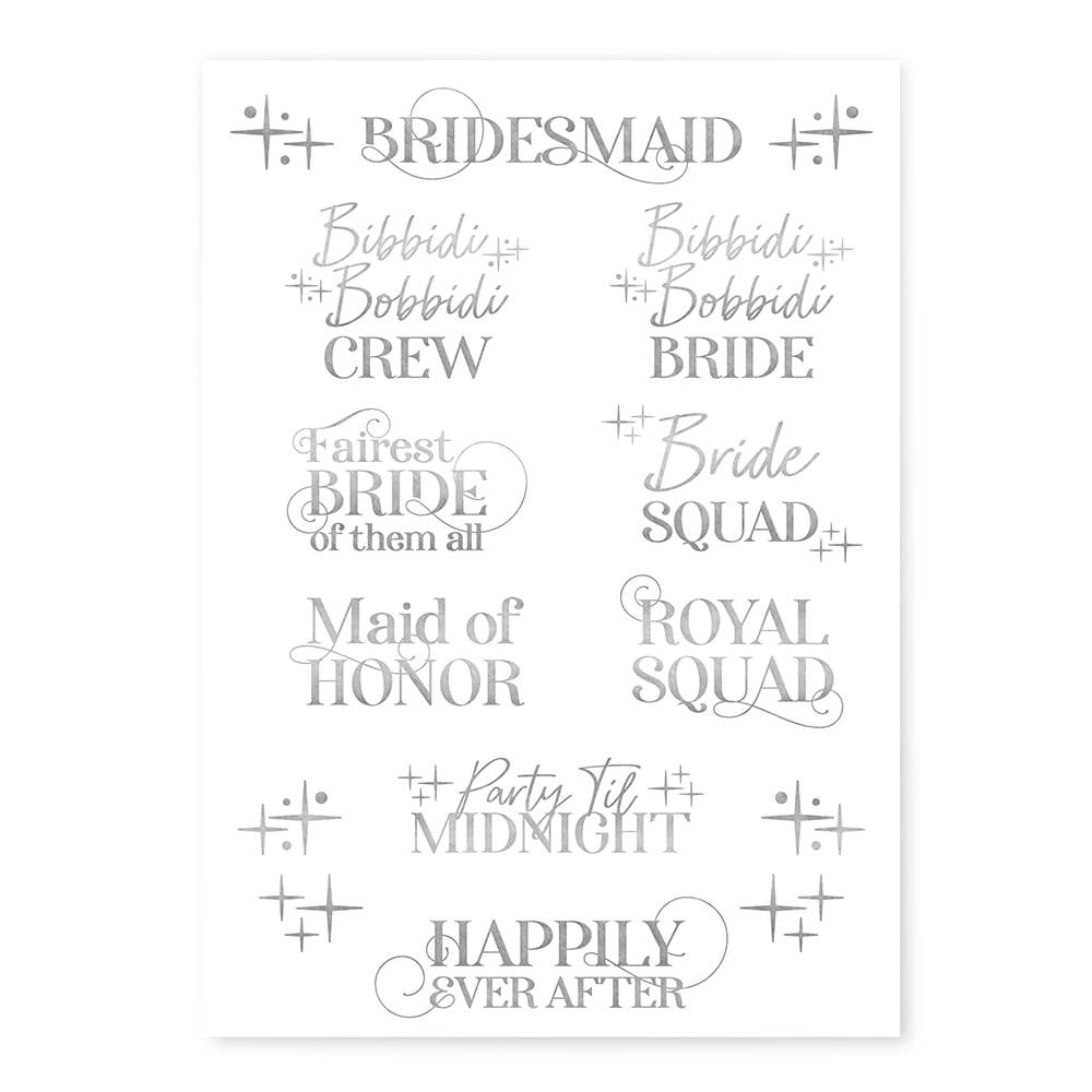 Silver Bachelorette Temporary Tattoos-Party Like A Princess