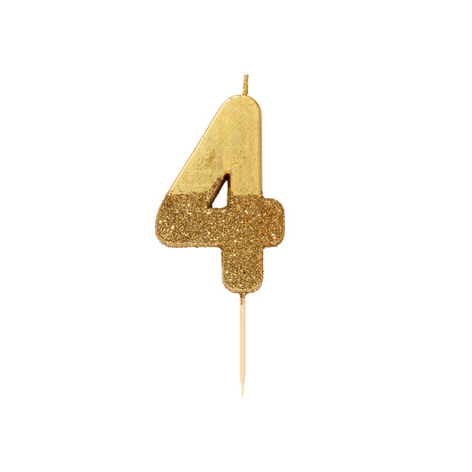 Gold Glitter Birthday Number Candle | 4