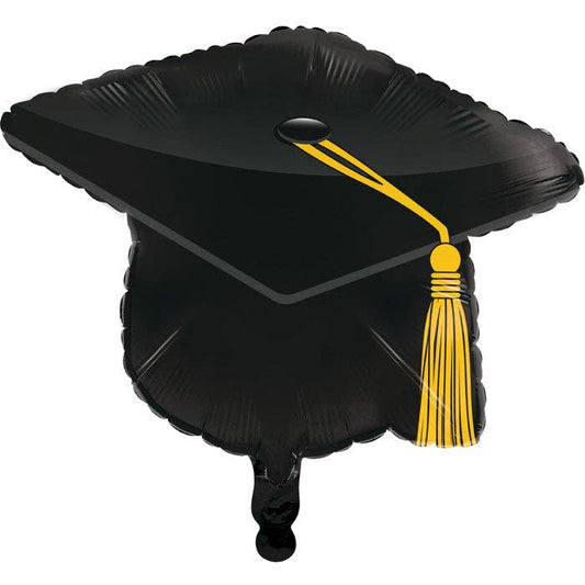 Black Graduation Cap Mylar Balloons, 1/Pkg