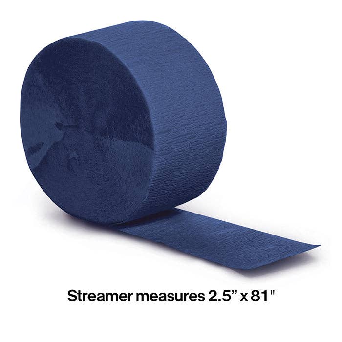 Navy Crepe Streamer 81 ft, 1/Pkg