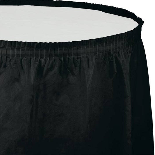 Black Velvet Plastic Tableskirt 29 inch x 14 ft, 1/Pkg