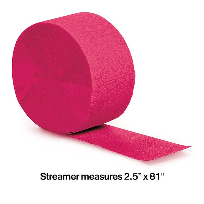 Hot Magenta Crepe Streamer 81 ft, 1/Pkg