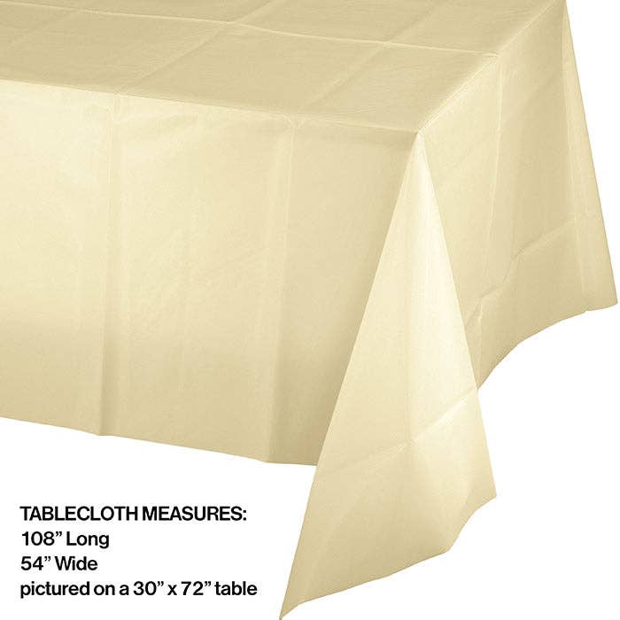Ivory Plastic Table Covers 54 inch x 108 inch, 1/Pkg