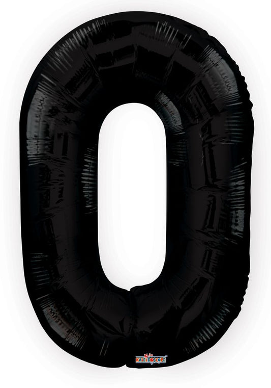 34" Black Number 0 Balloon