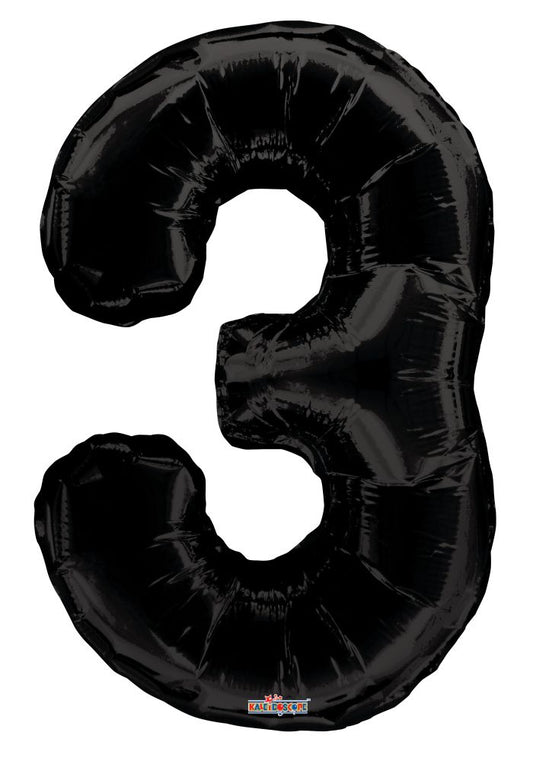 34" Black Number 3 Balloon