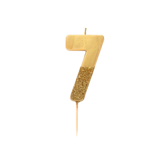 Gold Glitter Birthday Number Candle | 7