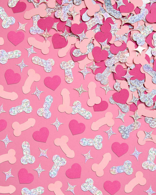 Penis Confetti - 200 pc pink + holographic confetti, Bachelorette Party