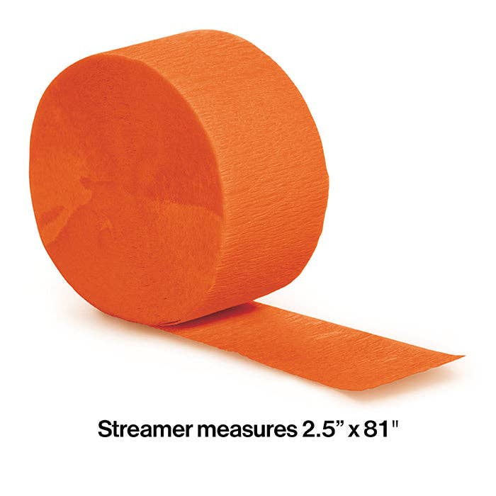 Sunkissed Orange Crepe Streamer 81 ft, 1/Pkg