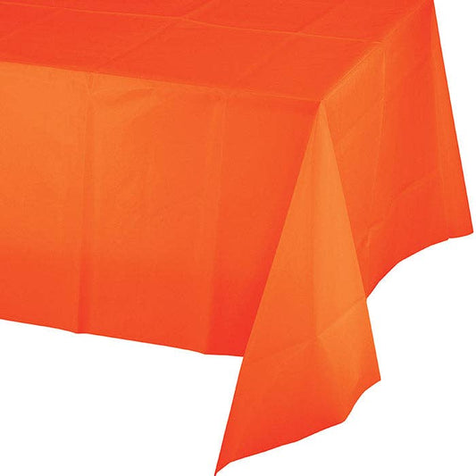 Sunkissed Orange Value Friendly Plastic Table Cover, 1/Pkg