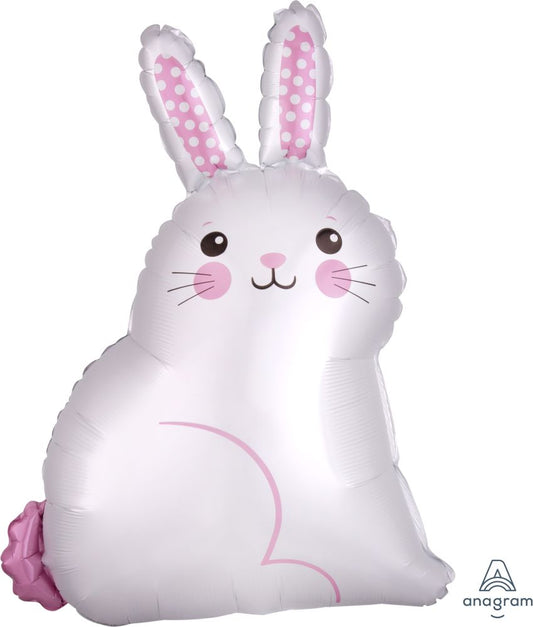 18" Shape White Satin Bunny Balloon
