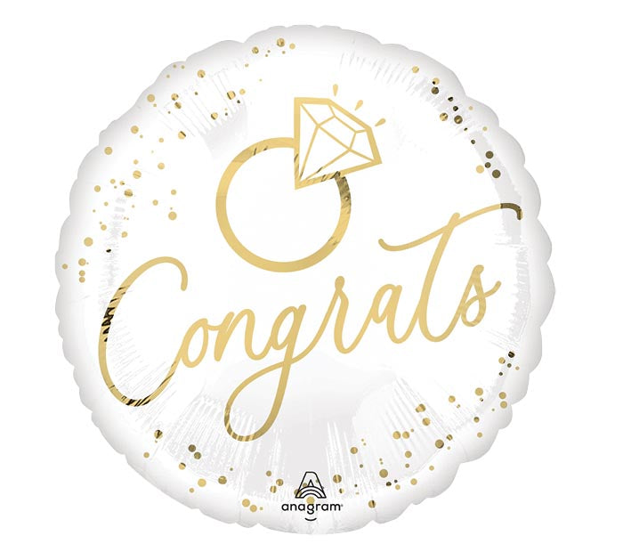 17"PKG WHITE GOLD WEDDING CONGRATS NO HELIUM