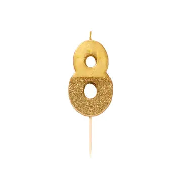 Gold Glitter Birthday Number Candle | 8