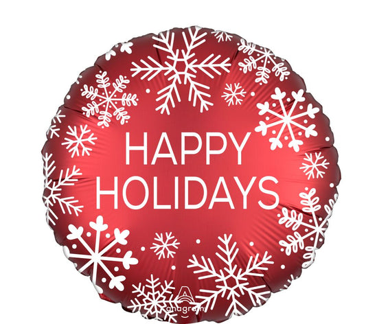 18" Satin Happy Holidays Nordic Snowflake Balloon