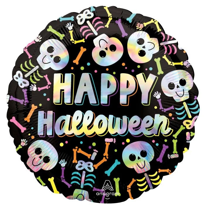 Standard Holographic Iridescent Bare Bones Halloween Balloon
