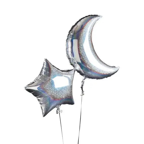 Moon 28" & Star 24" Foil Balloons 2 Pack NO HELIUM
