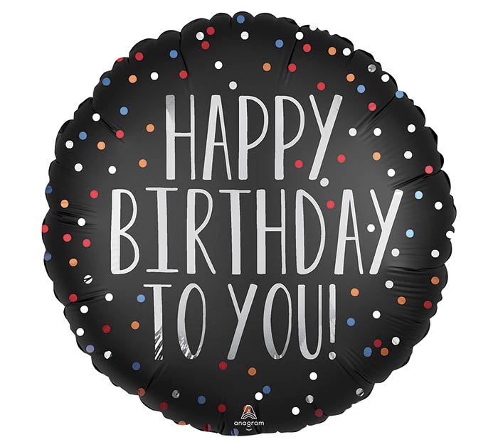 18"PKG HAPPY BIRTHDAY TO YOU SATIN DOTS