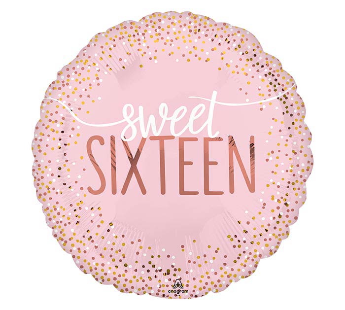 17" PKG SWEET SIXTEEN BIRTHDAY BALLOON NO HELIUM