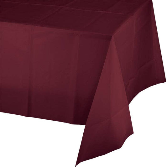 Burgundy Plastic Table Covers, 1/Pkg