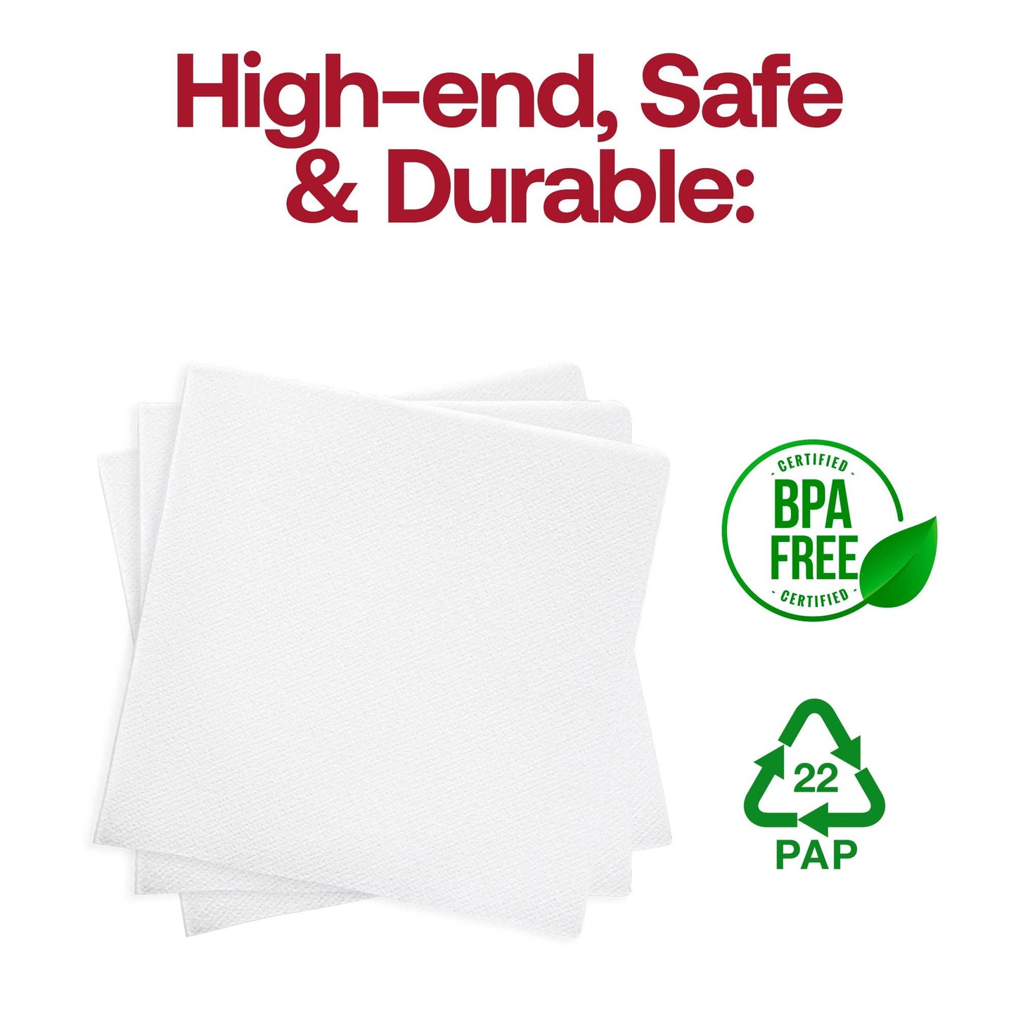 White Premium Paper Beverage/Cocktail Napkins - 50 pcs
