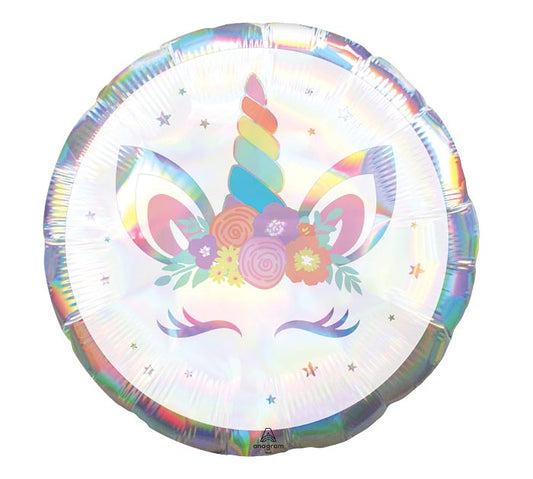 18" PKG UNICORN PARTY HOLOGRAPHIC