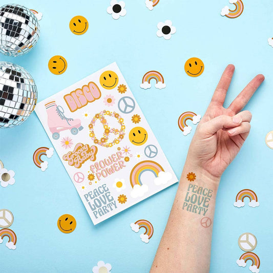 Peace Love Party Temporary Tattoos 2 Pack