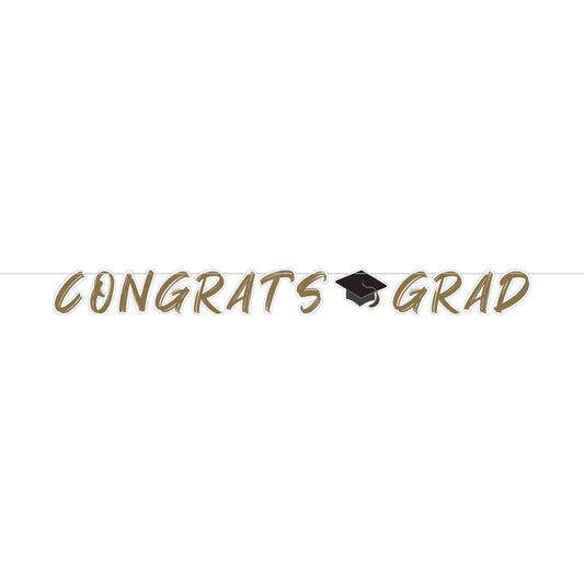 Golden Grad Shaped Banner with ribbon, 1/Pkg