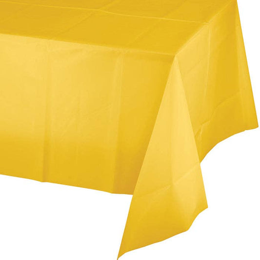 School Bus Yellow Value Friendly Plastic Table Cover, 1/Pkg