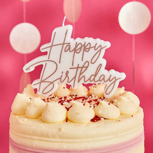 Rose  Gold Happy Birthday Wax Candle