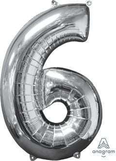 26" Silver Number 6 Balloon