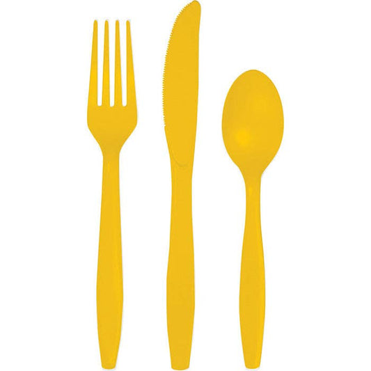 School Bus Yellow Value Asstd Plastic Cutlery, 18/Pkg