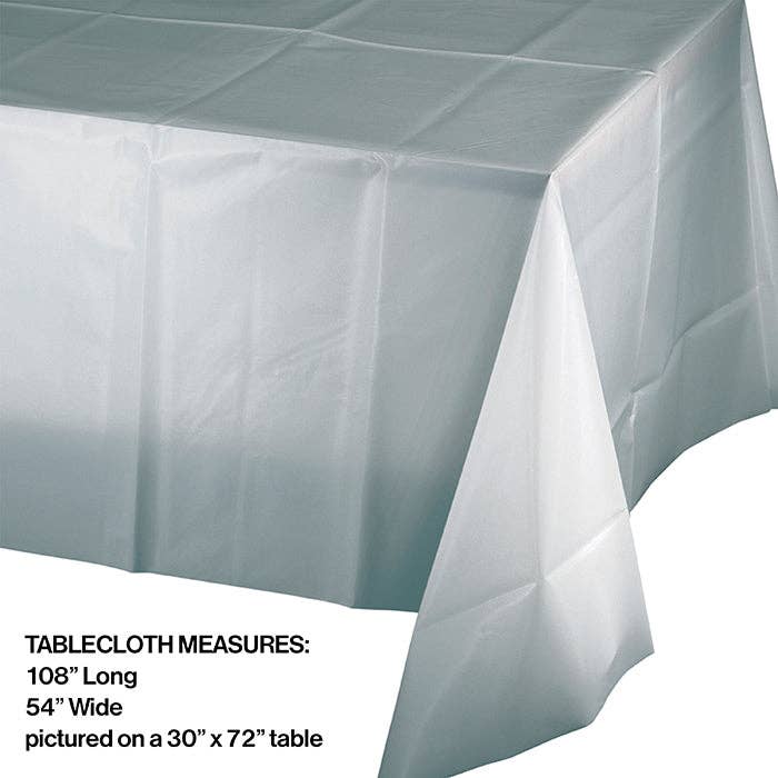 Shimmering Silver Plastic Table Covers 54" x 108", 1/Pkg