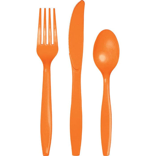 Sunkissed Orange Assorted Plastic Cutlery, 24/Pkg