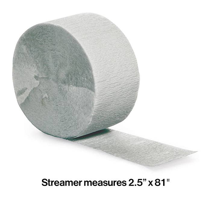 Shimmering Silver Crepe Streamer 81 ft, 1/Pkg