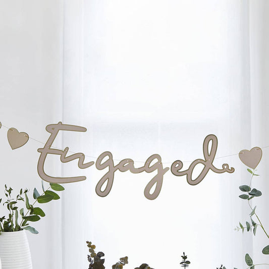 Gold 'Engaged' Card Banner 2m