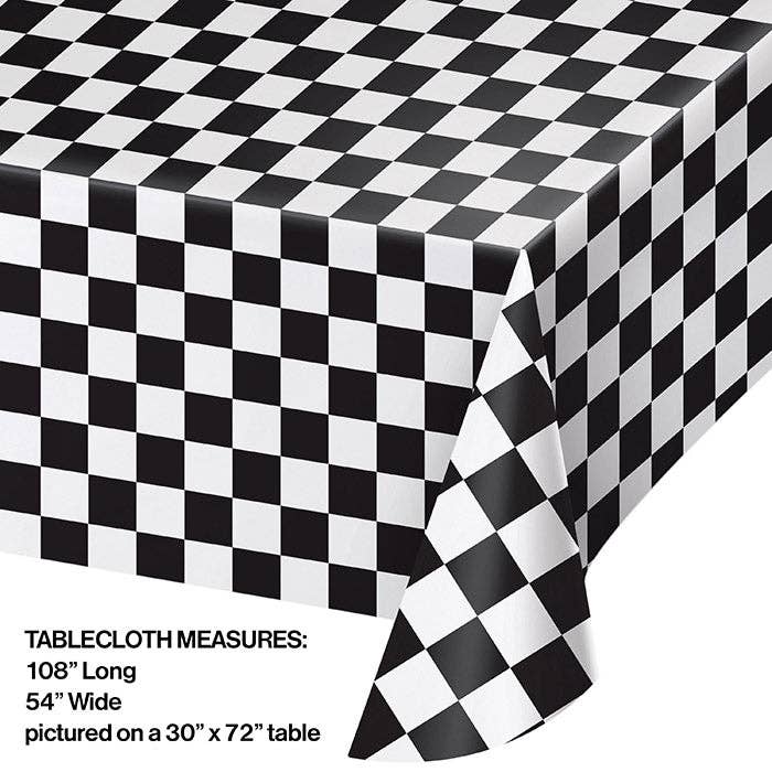 Black Check Plastic Table Covers, 1/Pkg