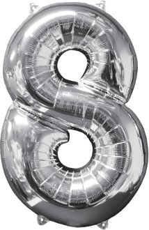 26" Silver Number 8 Balloon - NO HELIUM
