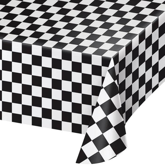 Black Check Plastic Table Covers, 1/Pkg