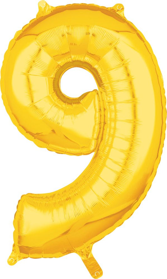 26" Gold Number 9 Balloon