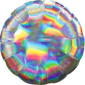 18" Iridescent Silver Circle Flat Balloon
