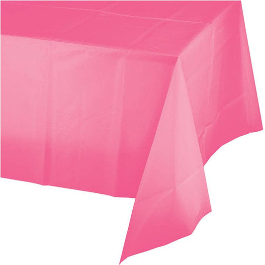 Candy Pink Value Friendly Plastic Table Cover, 1/Pkg