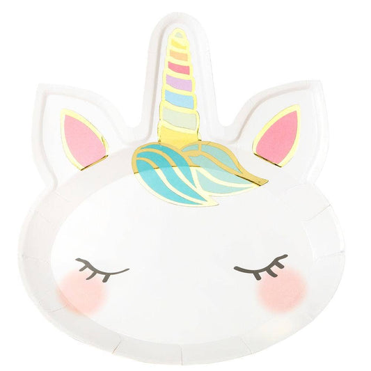 Unicorn Face Plates | 8 Pack | Kids Birthday Party |
