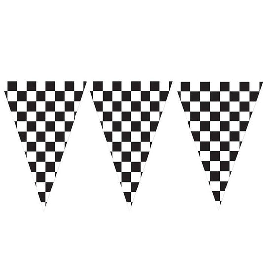 Black and White Check Flag Banners, 1/Pkg