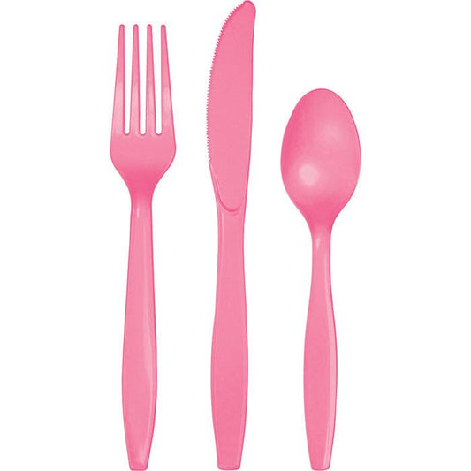 Candy Pink Value Friendly Assorted Plastic Cutlery, 18/Pkg