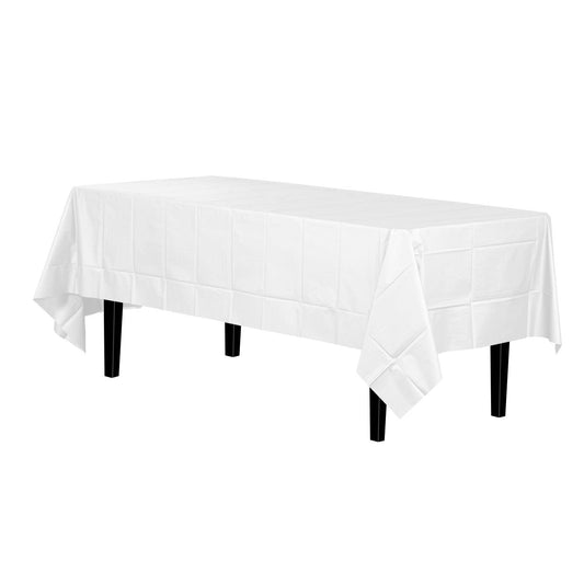 White Disposable Plastic Tablecloth - 54 in. x 108 in.