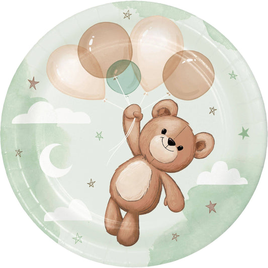Teddy Bear 6.75 Inch Paper Dessert Plate, 8/Pkg